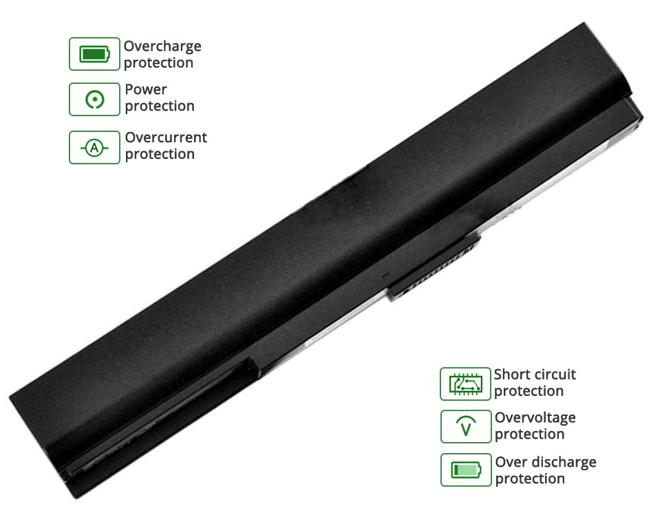Battery on Black 9 Cells 7200 Mah Li Ion Replacement For Asus A32 U1 Battery